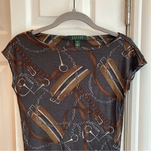 Lauren by Ralph Lauren silk/wool blend dress, equestrian pattern